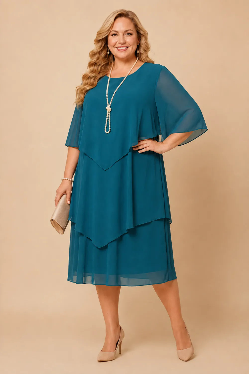 Aveline™ | Layered Chiffon Midi Dress