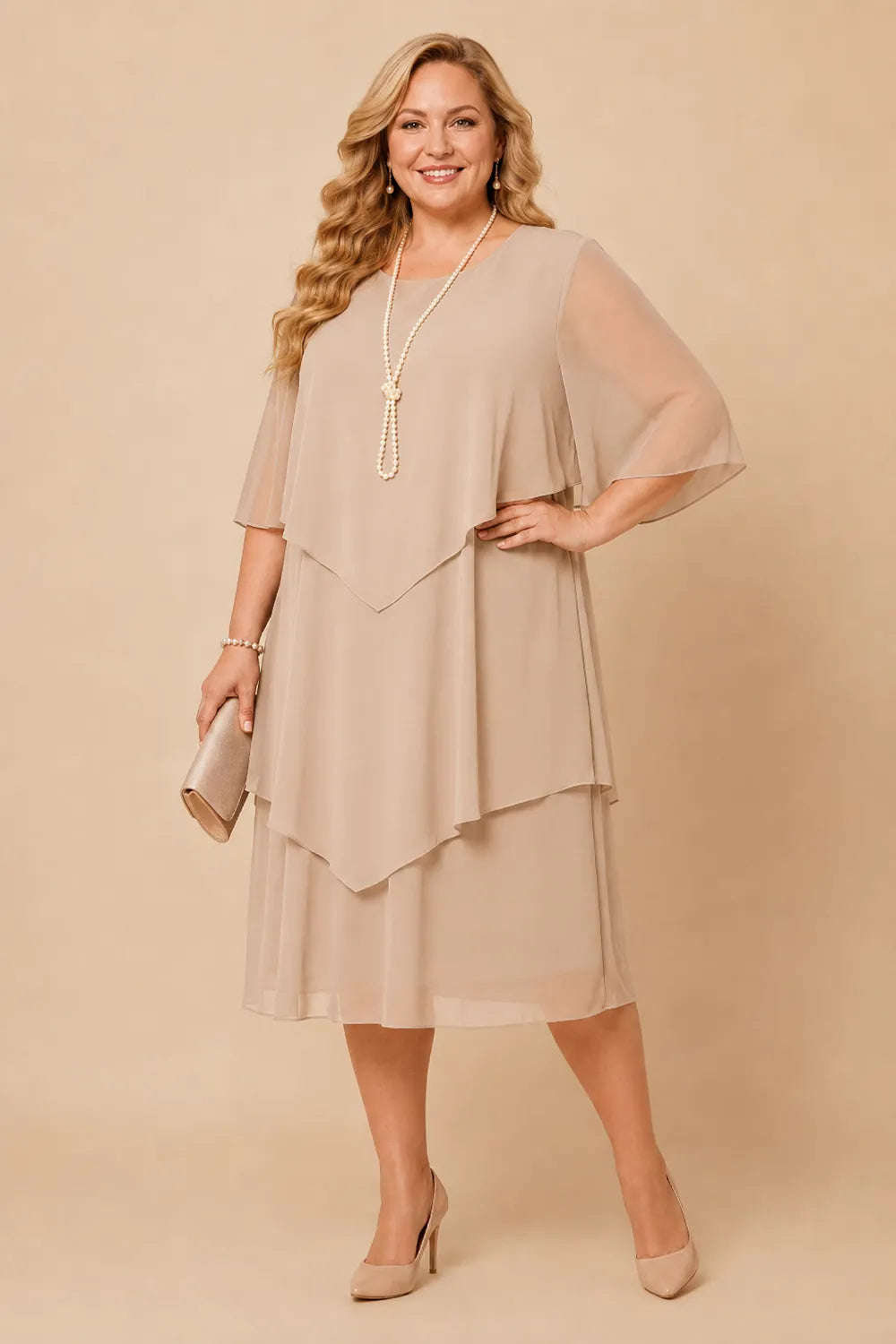 Aveline™ | Layered Chiffon Midi Dress