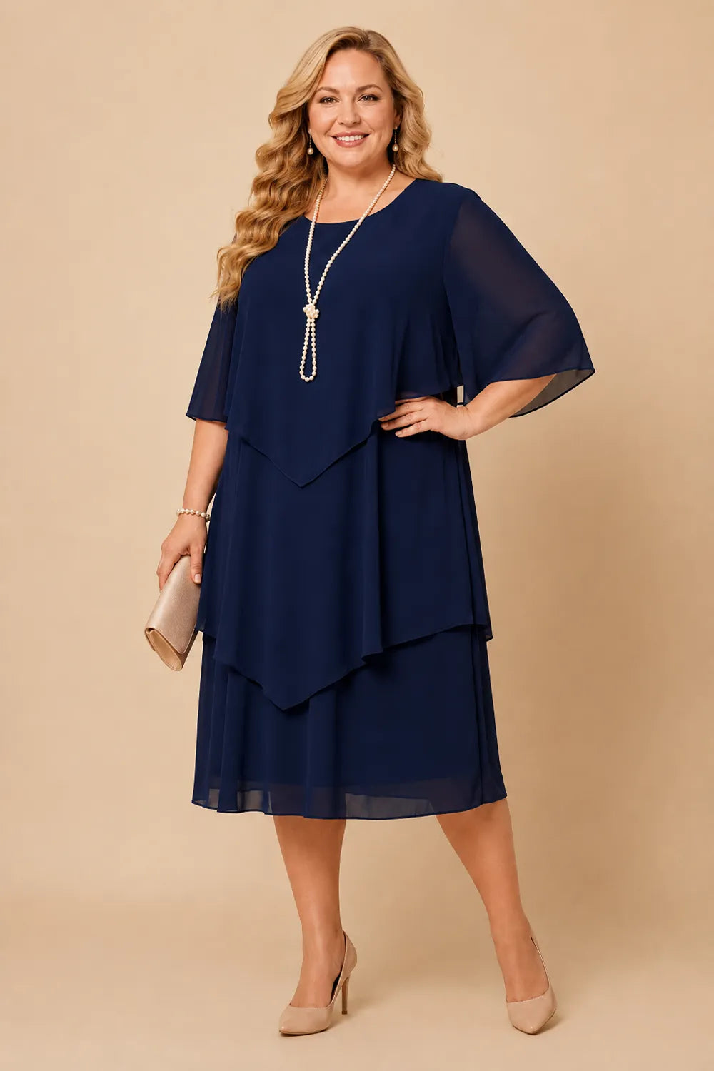 Aveline™ | Layered Chiffon Midi Dress