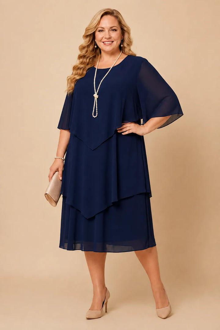 Aveline™ | Layered Chiffon Midi Dress