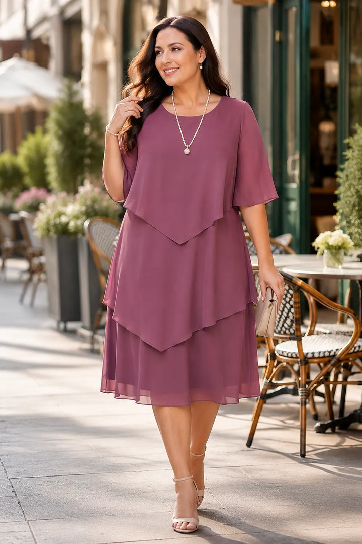 Aveline™ | Layered Chiffon Midi Dress