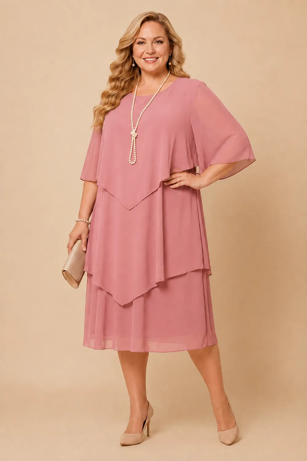 Aveline™ | Layered Chiffon Midi Dress