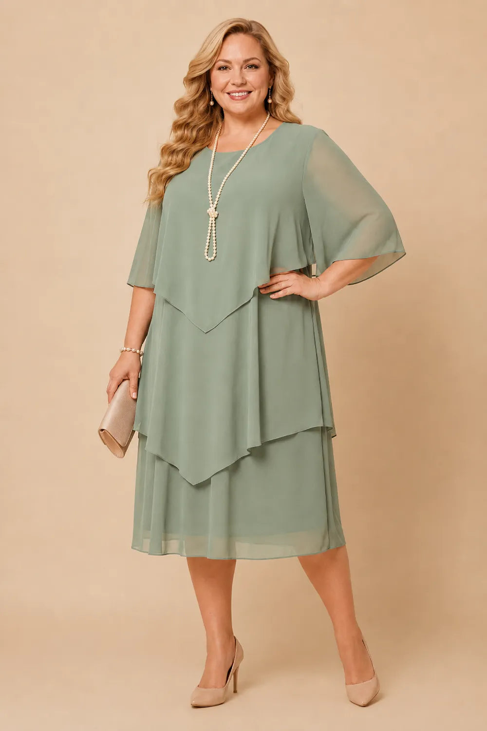 Aveline™ | Layered Chiffon Midi Dress
