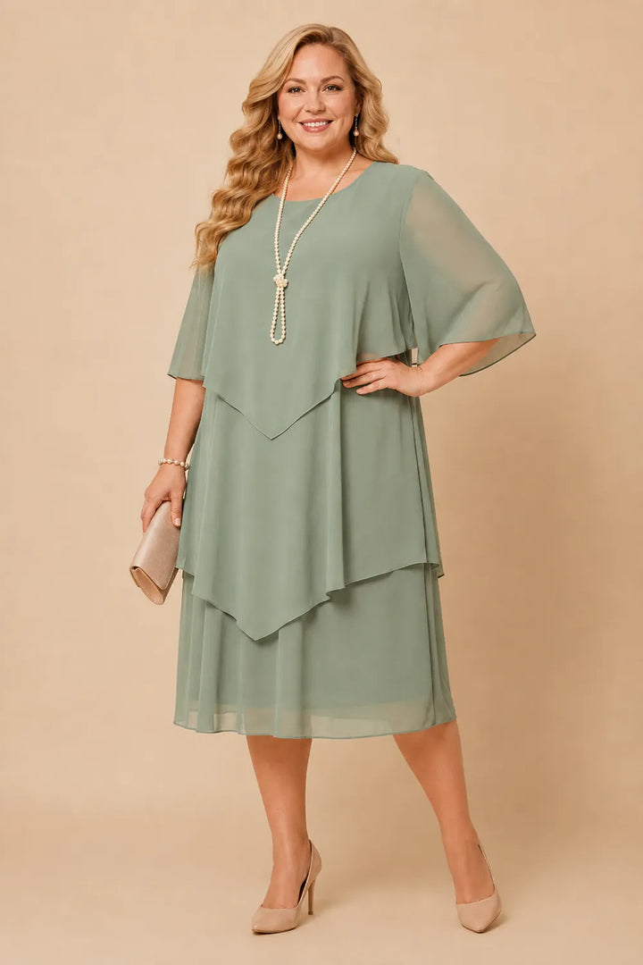 Aveline™ | Layered Chiffon Midi Dress