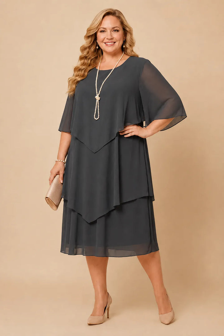 Aveline™ | Layered Chiffon Midi Dress