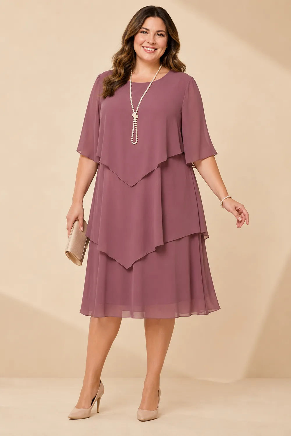 Aveline™ | Layered Chiffon Midi Dress
