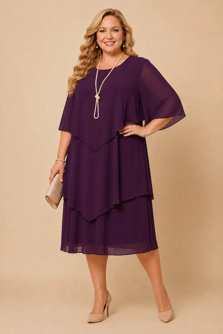 Aveline™ | Layered Chiffon Midi Dress