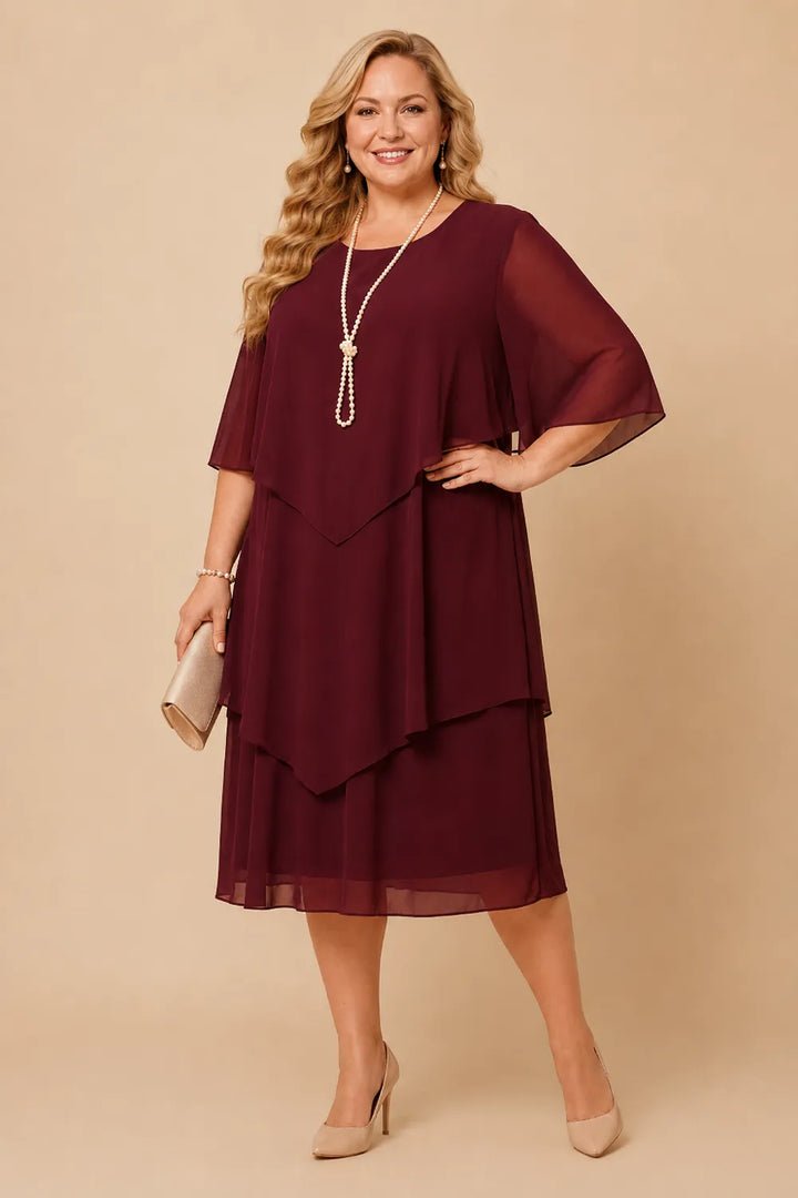 Aveline™ | Layered Chiffon Midi Dress