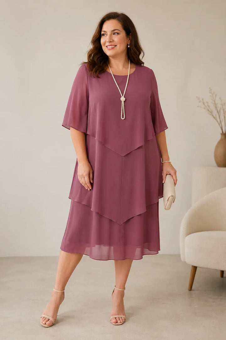 Aveline™ | Layered Chiffon Midi Dress