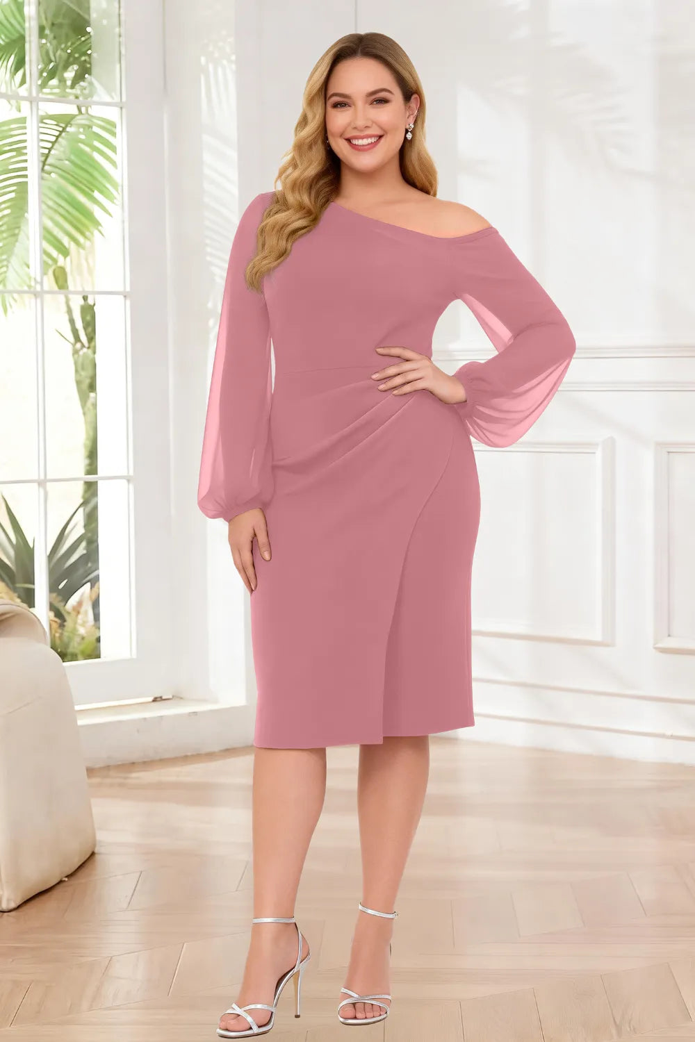 Donna™ | Asymmetric Elegance Midi Dress