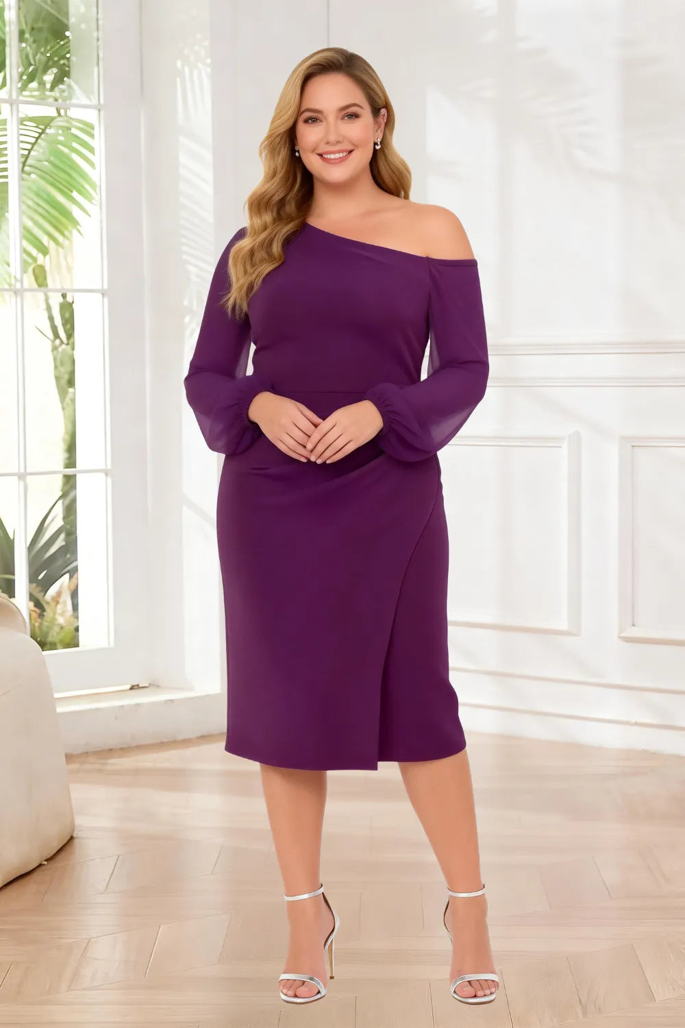 Donna™ | Asymmetric Elegance Midi Dress
