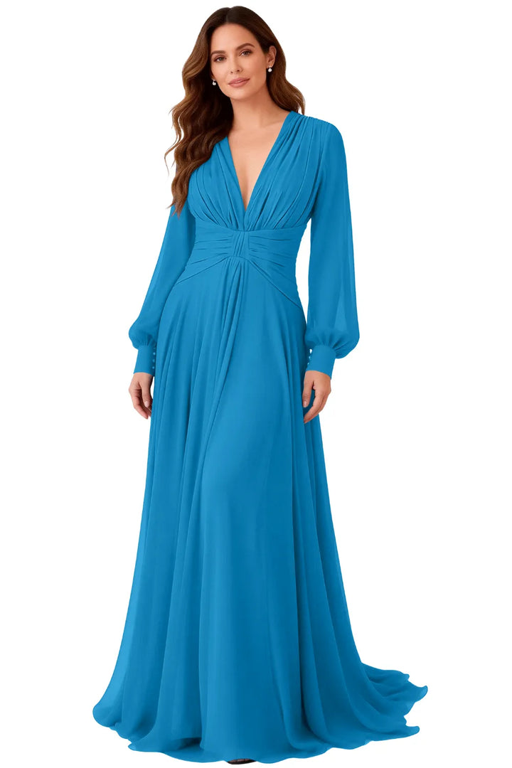 Angela™ | Ruched Chiffon Evening Gown
