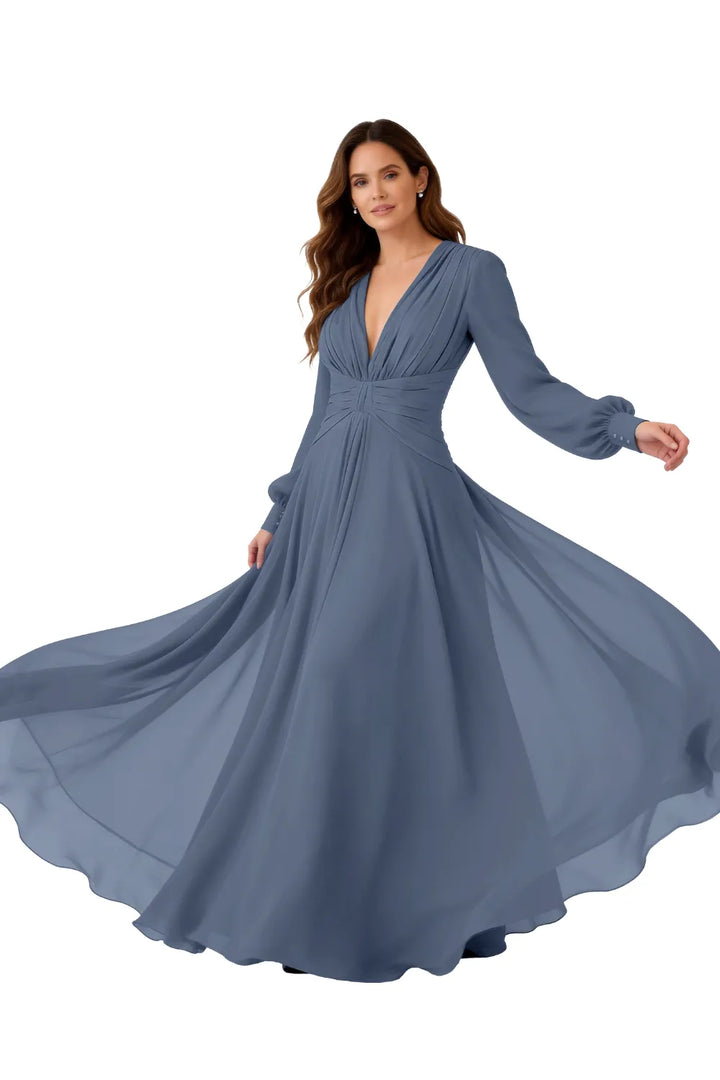 Angela™ | Ruched Chiffon Evening Gown