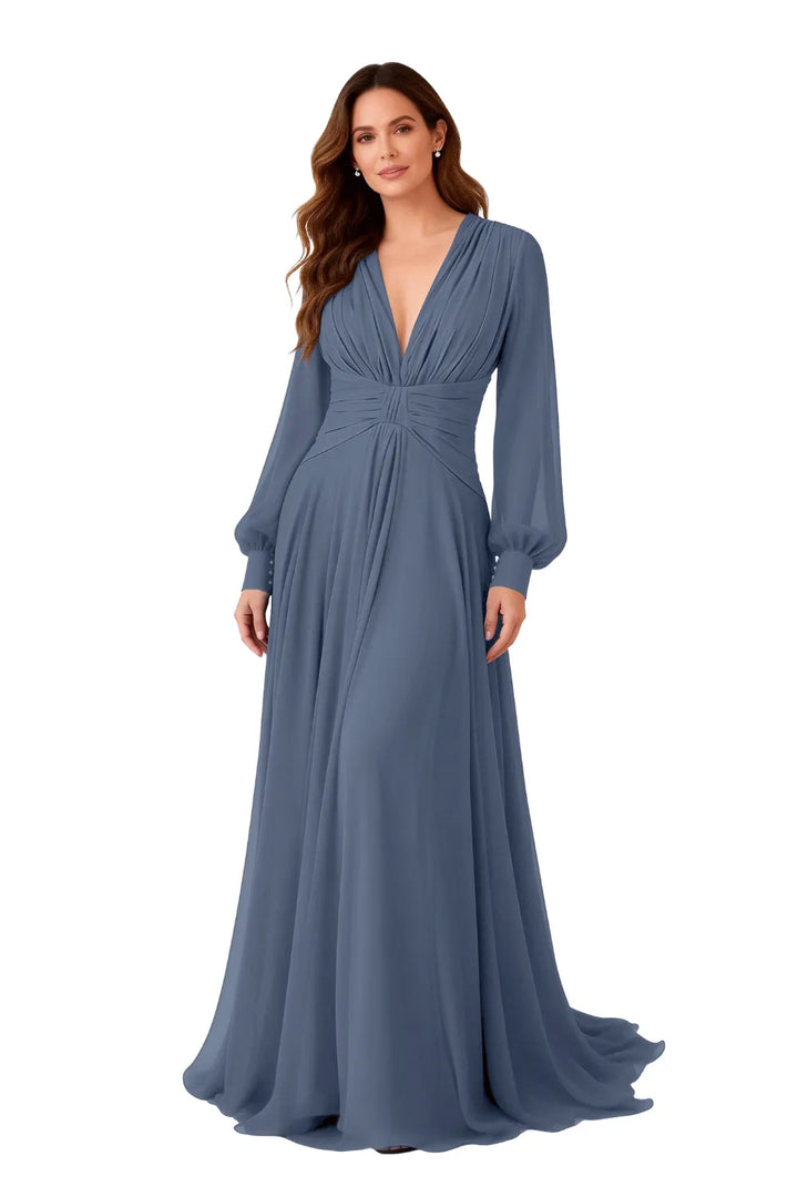 Angela™ | Ruched Chiffon Evening Gown