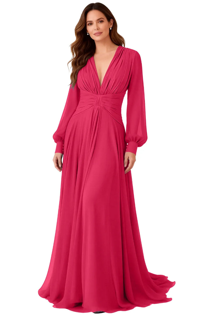 Angela™ | Ruched Chiffon Evening Gown