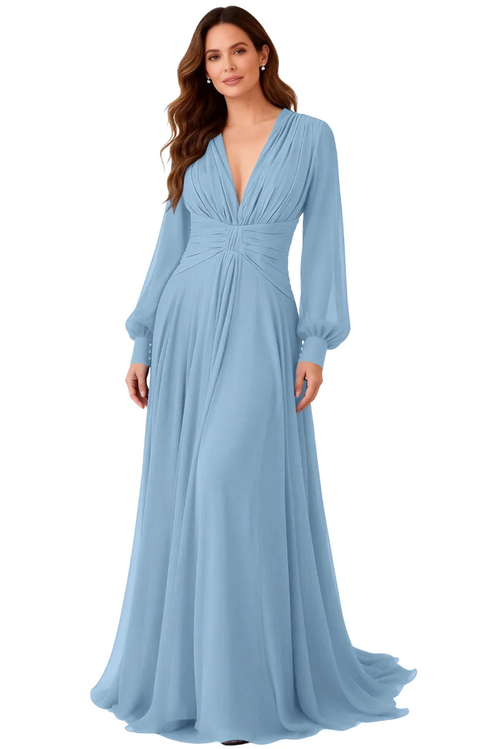 Angela™ | Ruched Chiffon Evening Gown