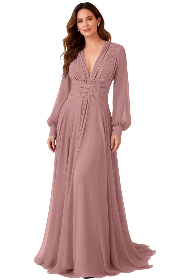 Angela™ | Ruched Chiffon Evening Gown