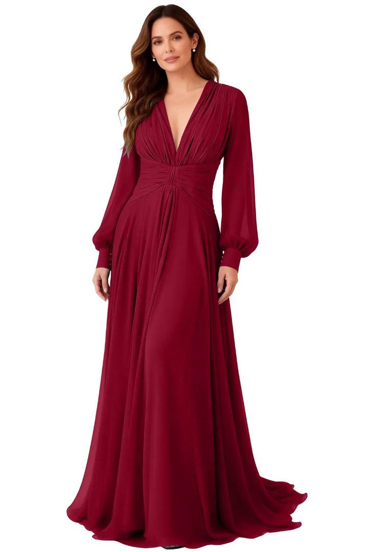 Angela™ | Ruched Chiffon Evening Gown