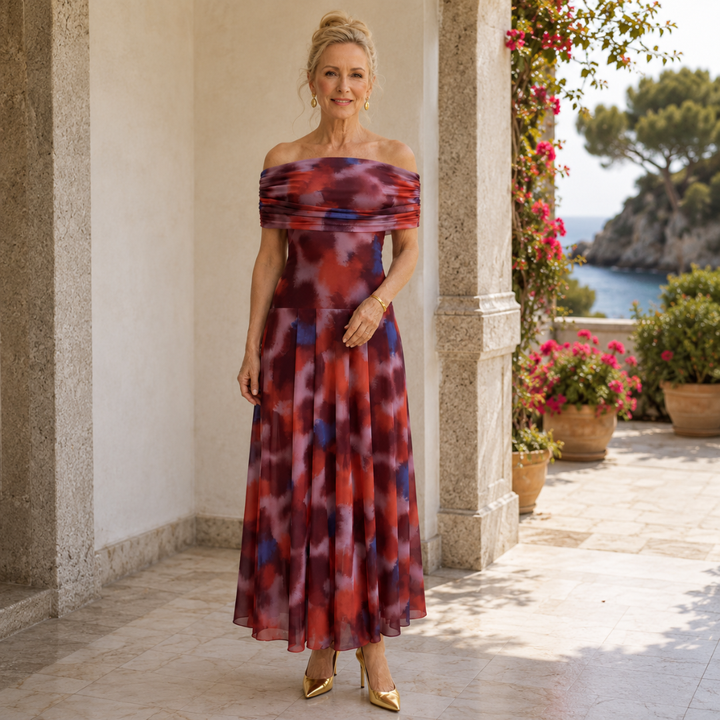 Valeria™ | Watercolor Elegance Midi Dress