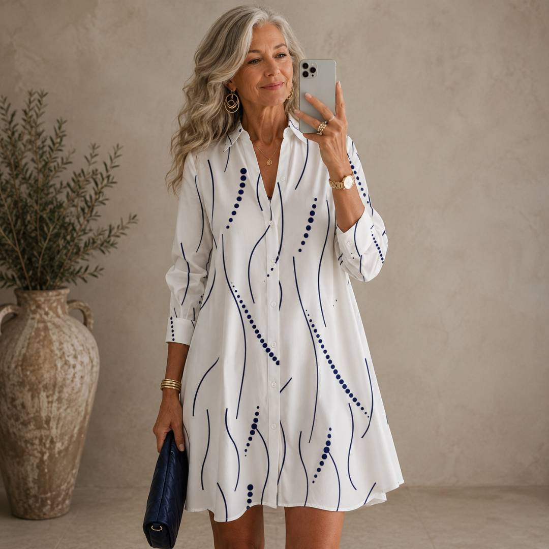 Kate | Abstract Wavy Print Shirt Dress