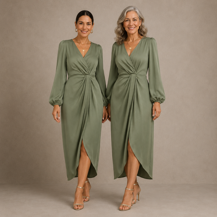 Noelle™ | Elegant Wrap Midi Dress
