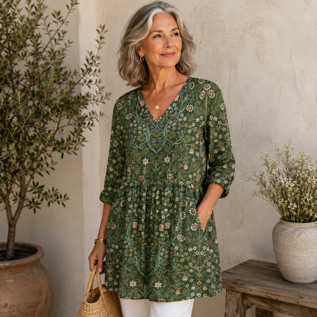 Sophia | Vintage Floral V-Neck Top