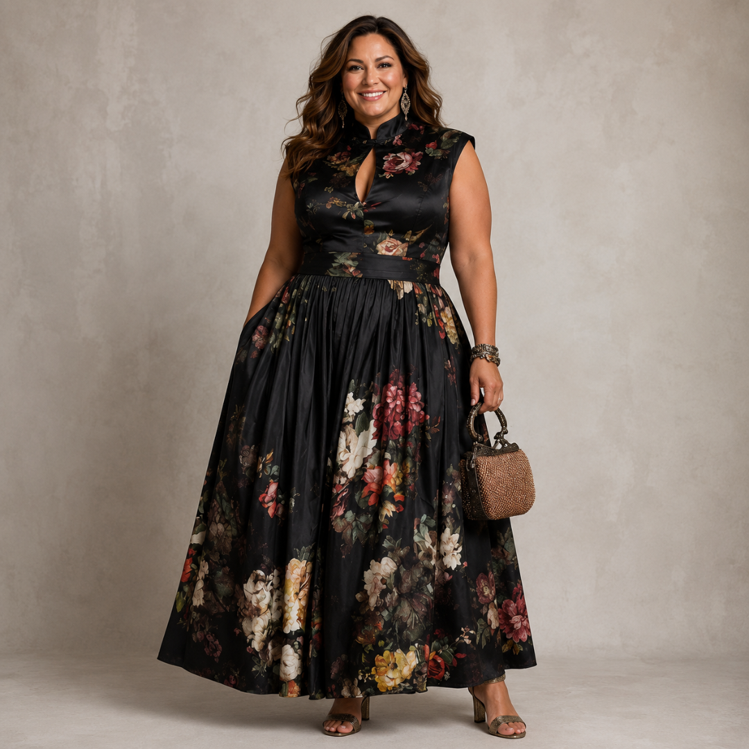 Velora | Midnight Garden Midi Dress