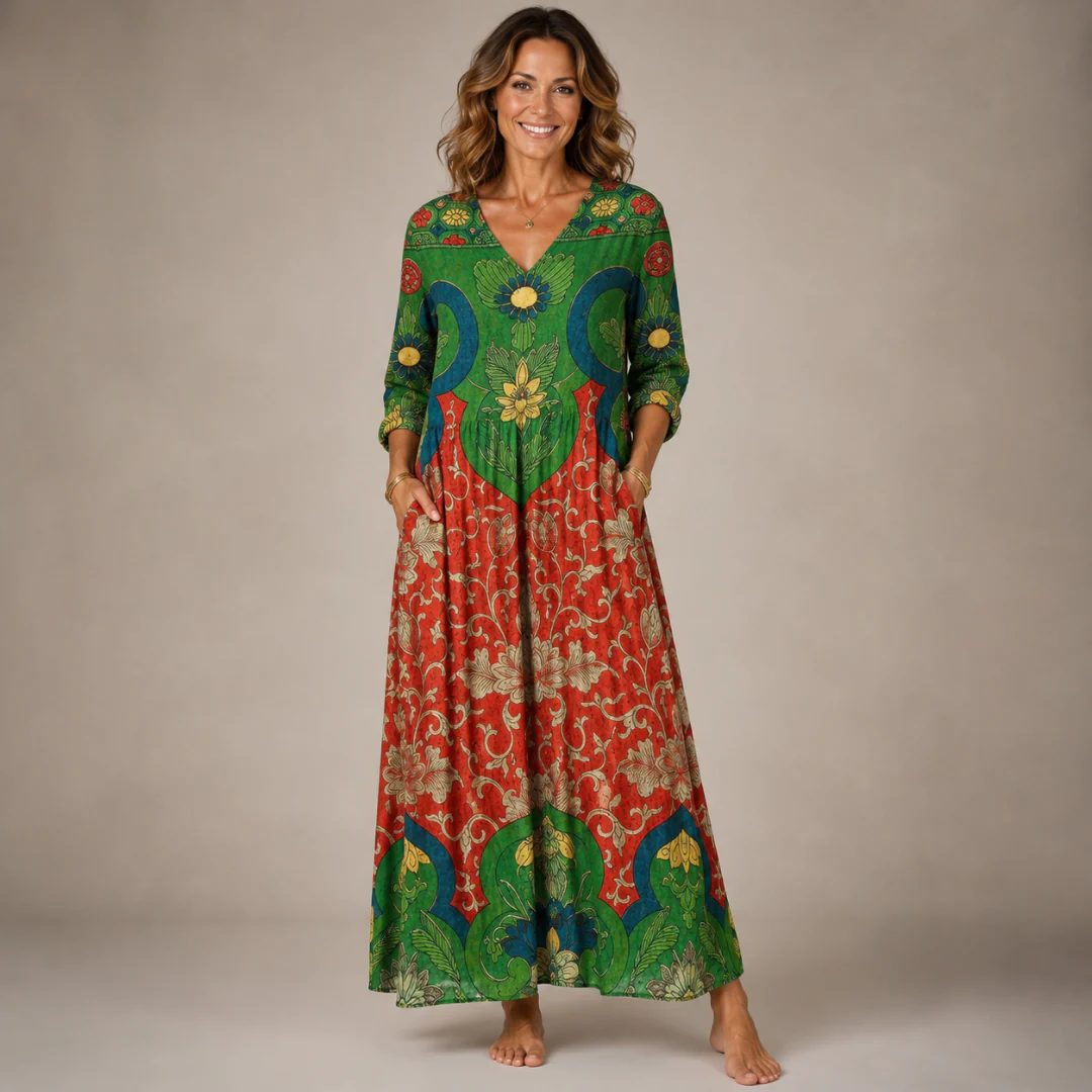 Arabella™ | Bohemian Floral Linen Maxi Dress