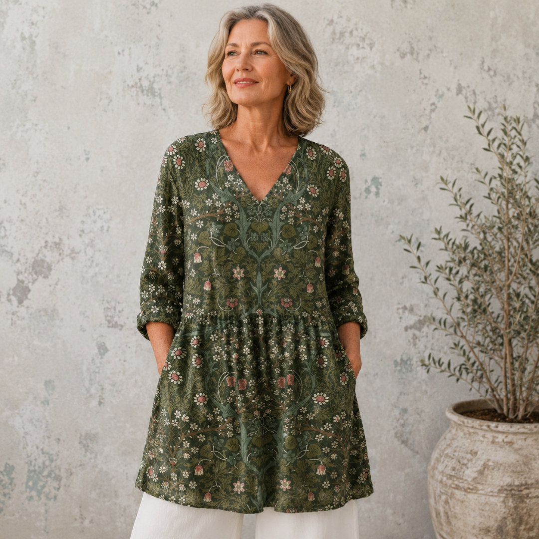 Sophia | Vintage Floral V-Neck Top