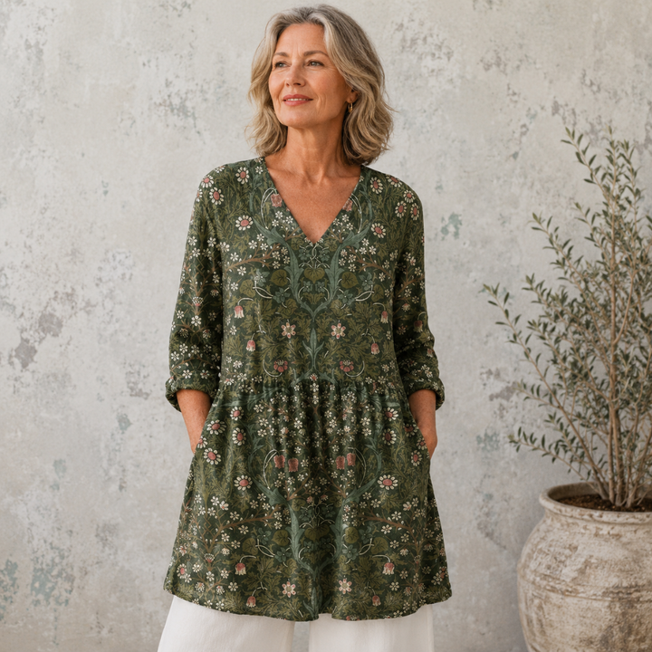 Sophia | Vintage Floral V-Neck Top