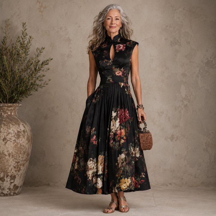 Velora | Midnight Garden Midi Dress