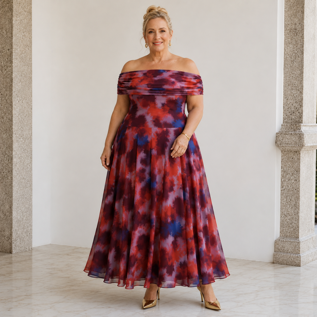 Valeria™ | Watercolor Elegance Midi Dress