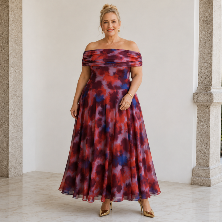 Valeria™ | Watercolor Elegance Midi Dress