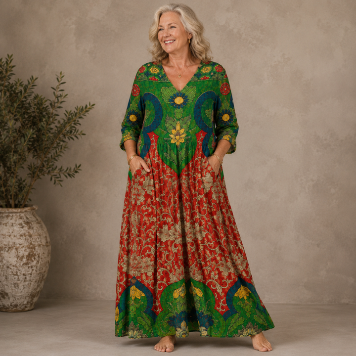 Arabella™ | Bohemian Floral Linen Maxi Dress