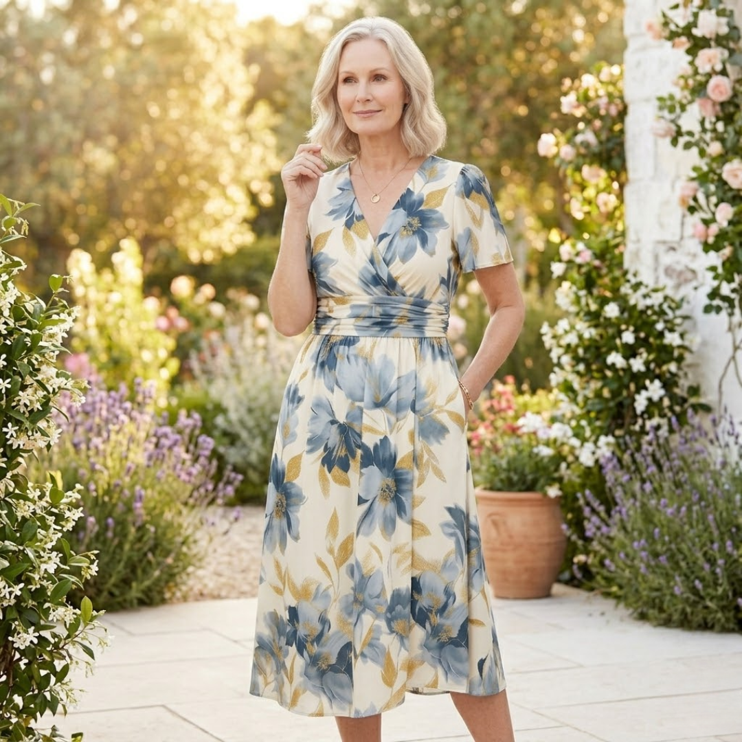 Denise | Floral Wrap Waist Midi Dress