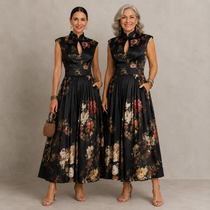 Velora | Midnight Garden Midi Dress