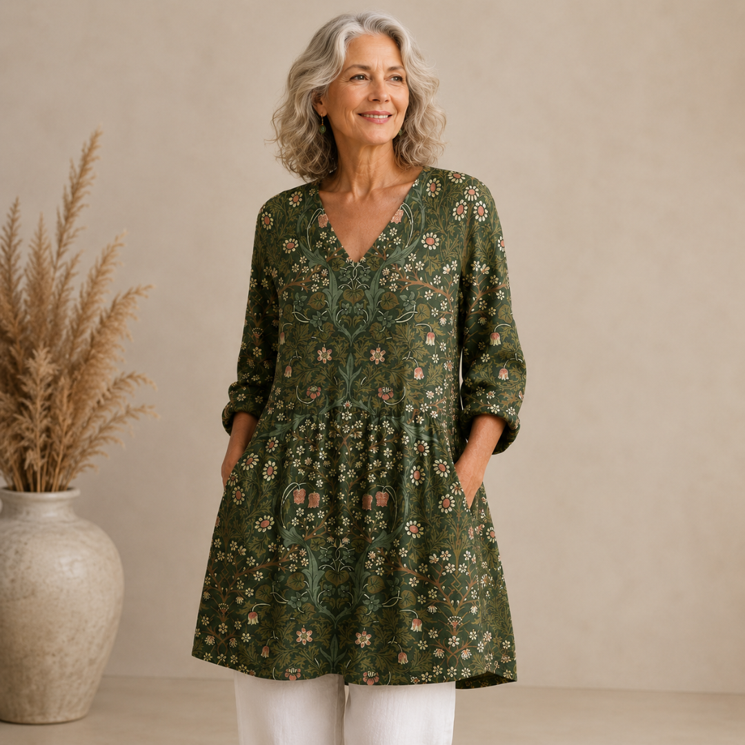 Sophia | Vintage Floral V-Neck Top