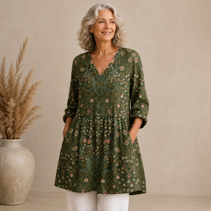 Sophia | Vintage Floral V-Neck Top