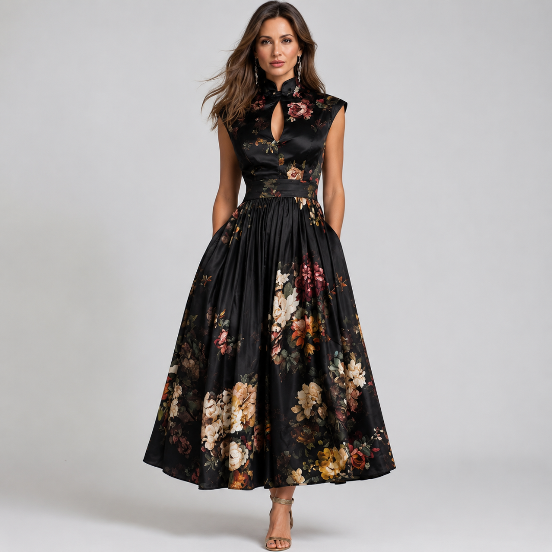 Velora | Midnight Garden Midi Dress