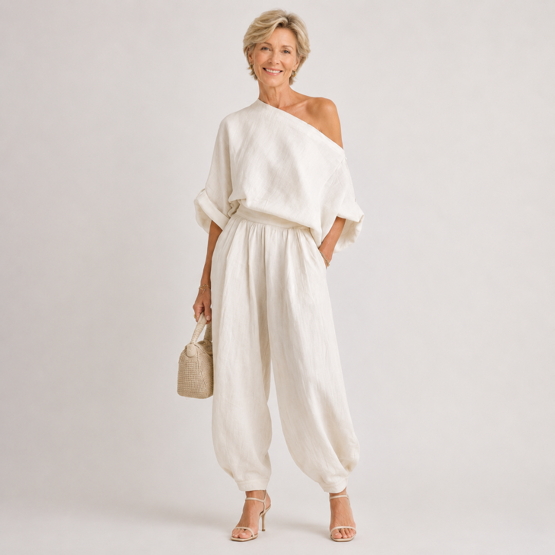 Lisa | Soft Off-Shoulder Top and Tapered Pants Set
