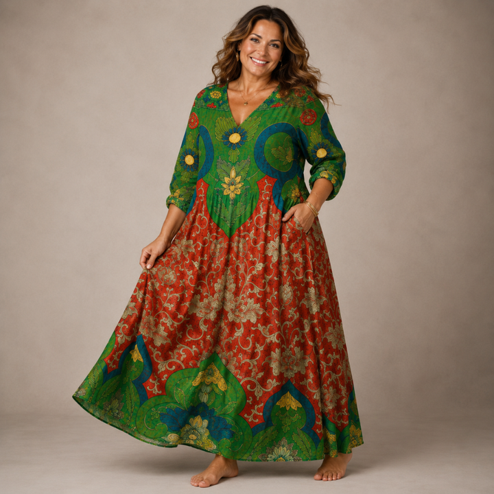 Arabella™ | Bohemian Floral Linen Maxi Dress