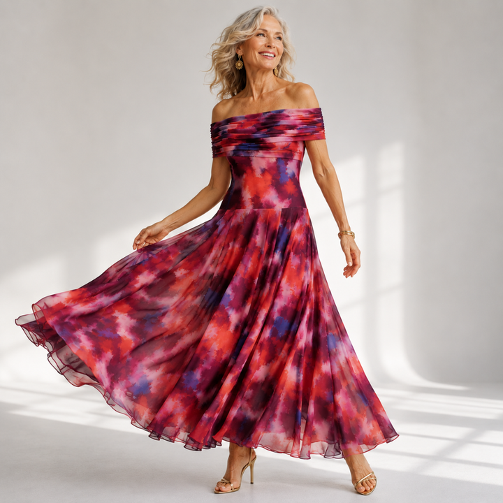 Valeria™ | Watercolor Elegance Midi Dress