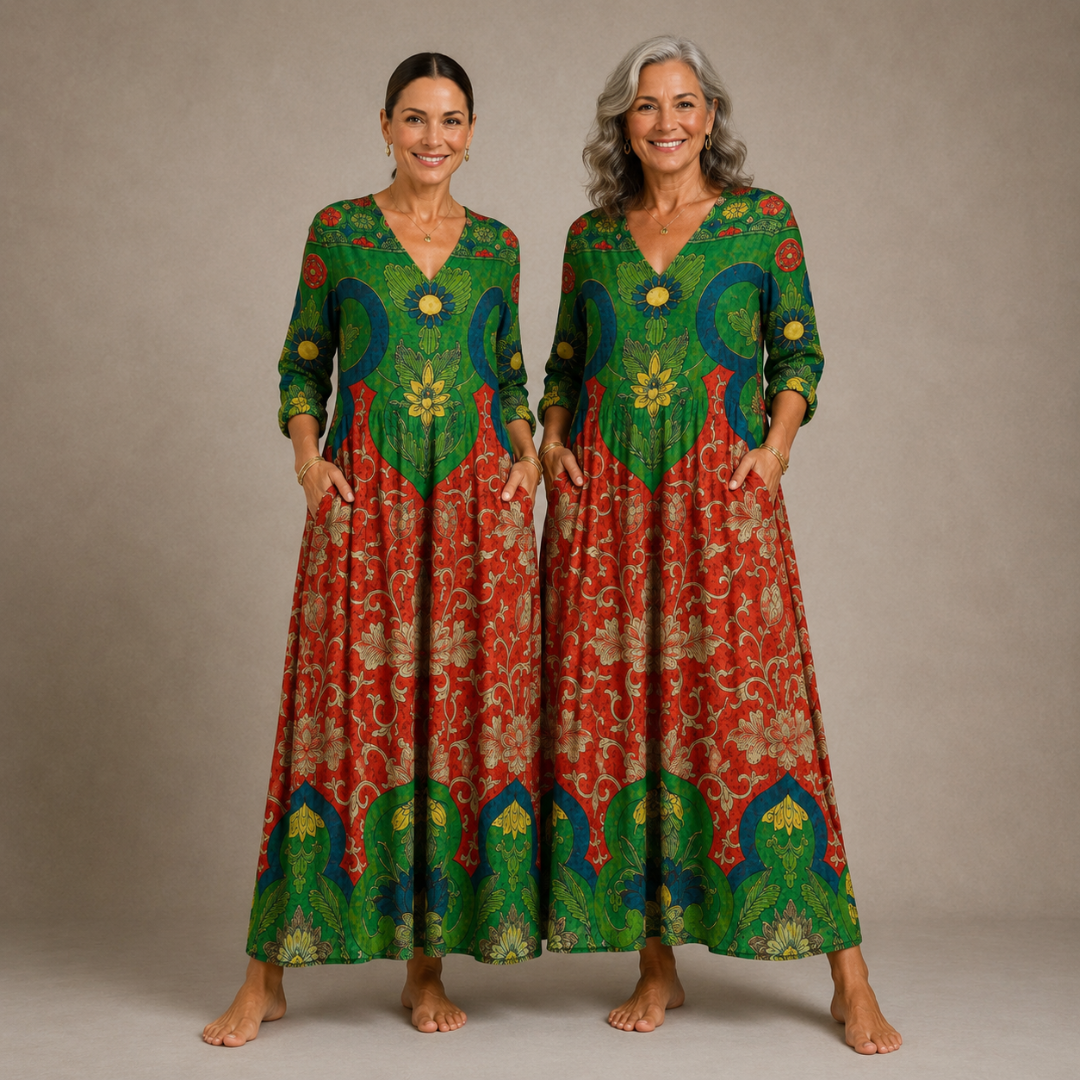 Arabella™ | Bohemian Floral Linen Maxi Dress