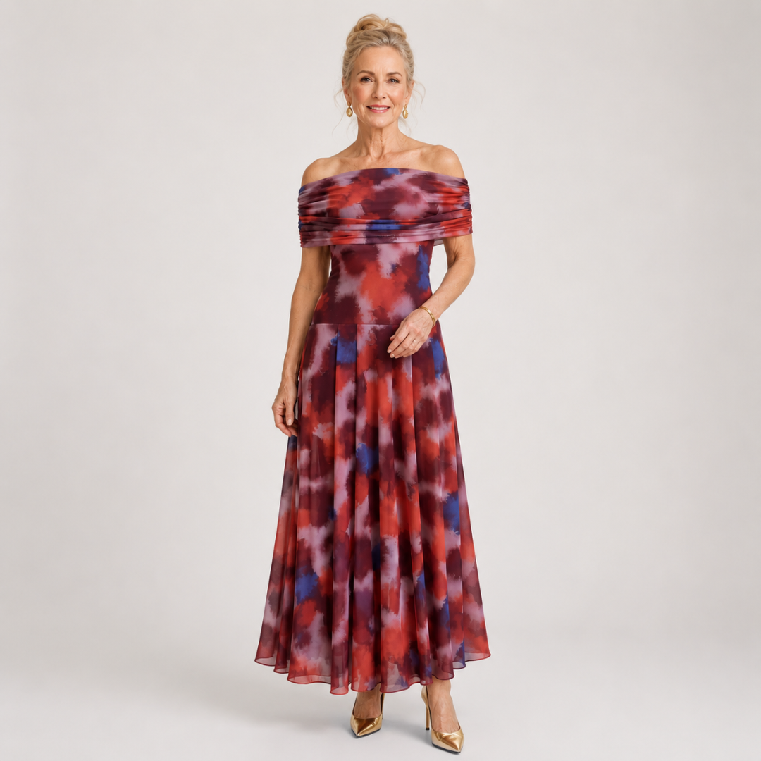 Valeria™ | Watercolor Elegance Midi Dress