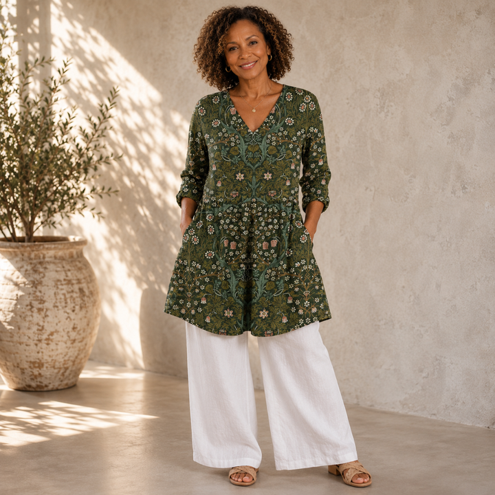 Sophia | Vintage Floral V-Neck Top