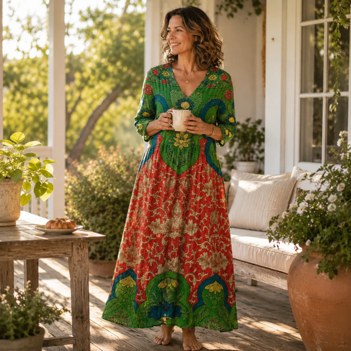 Arabella™ | Bohemian Floral Linen Maxi Dress