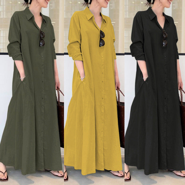 Evelyn™ | Relaxed Button Front Maxi Dress