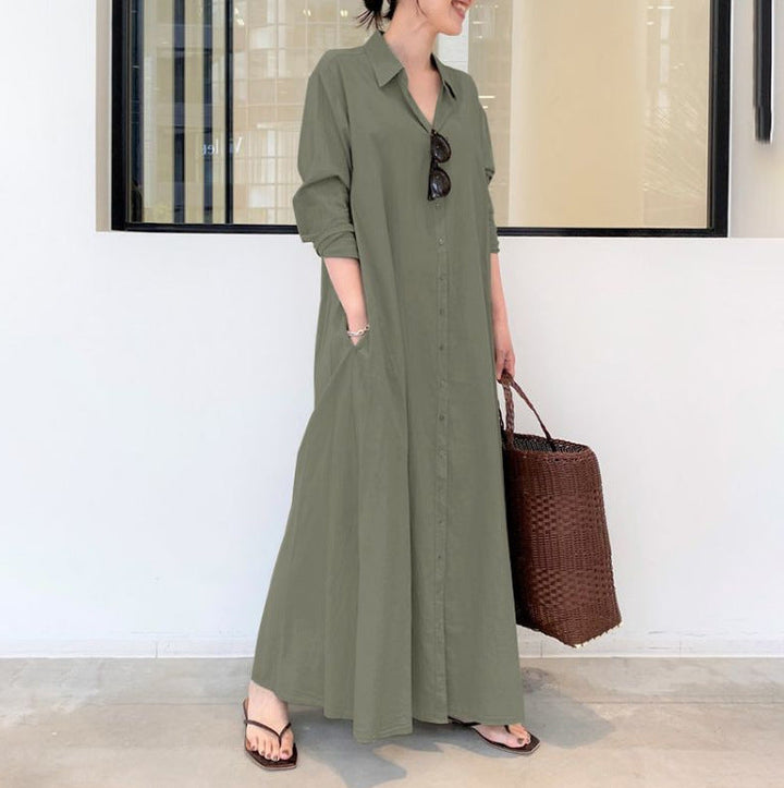 Evelyn™ | Relaxed Button Front Maxi Dress