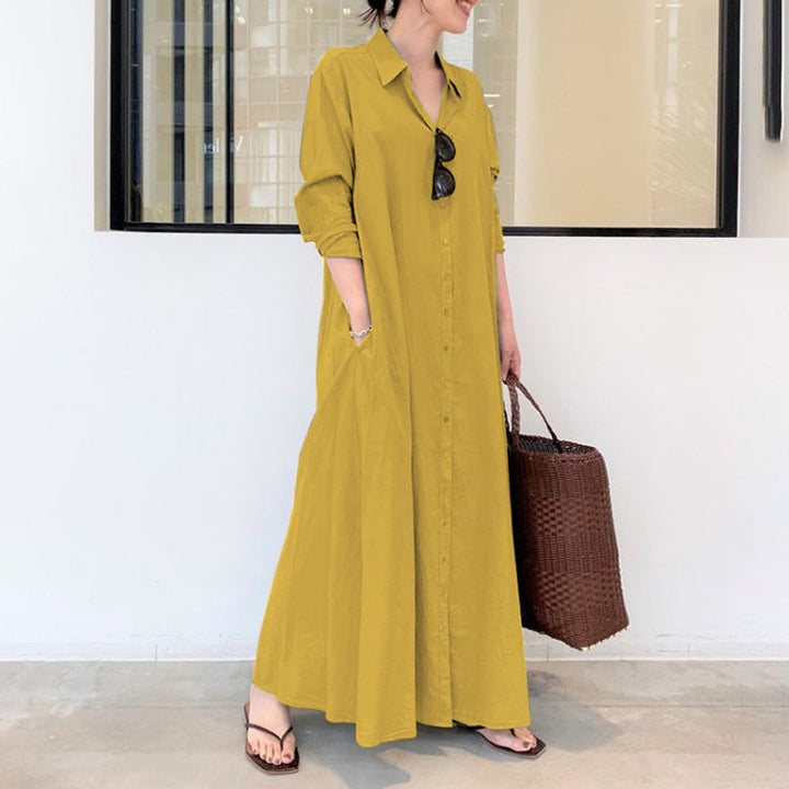 Evelyn™ | Relaxed Button Front Maxi Dress