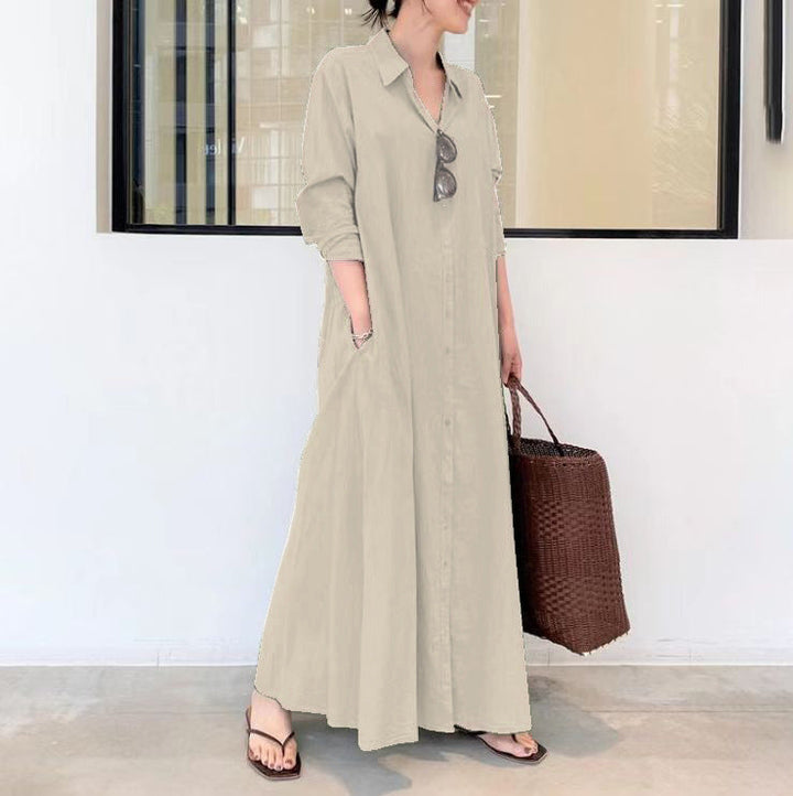 Evelyn™ | Relaxed Button Front Maxi Dress